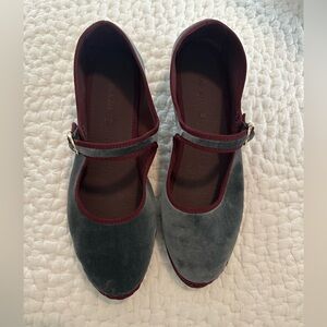 Flabelus Velvet Mary Jane Flats